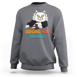 Judge Cat Judging You Silently Funny Sarcastic Sweatshirt TS09 Charcoal Printyourwear