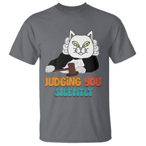 Judge Cat Judging You Silently Funny Sarcastic T Shirt TS09 Charcoal Printyourwear