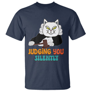 Judge Cat Judging You Silently Funny Sarcastic T Shirt TS09 Navy Printyourwear