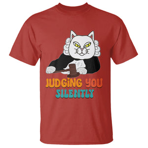 Judge Cat Judging You Silently Funny Sarcastic T Shirt TS09 Red Printyourwear