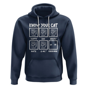 Know Your Cat Happy Sad Angry Hate Or Ninja Mode Hoodie TS09 Navy Printyourwear