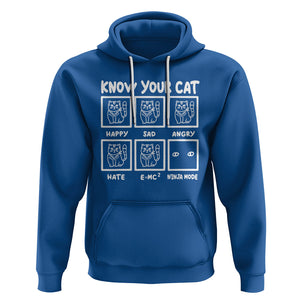 Know Your Cat Happy Sad Angry Hate Or Ninja Mode Hoodie TS09 Royal Blue Printyourwear