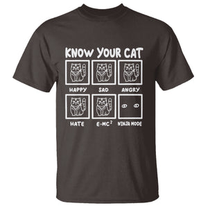 Know Your Cat Happy Sad Angry Hate Or Ninja Mode T Shirt TS09 Dark Chocolate Printyourwear