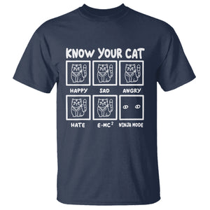 Know Your Cat Happy Sad Angry Hate Or Ninja Mode T Shirt TS09 Navy Printyourwear