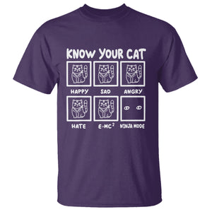 Know Your Cat Happy Sad Angry Hate Or Ninja Mode T Shirt TS09 Purple Printyourwear