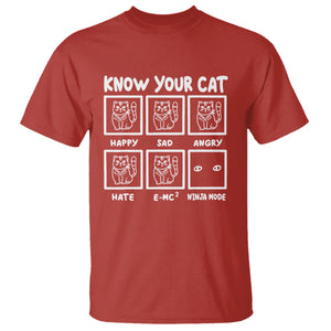 Know Your Cat Happy Sad Angry Hate Or Ninja Mode T Shirt TS09 Red Printyourwear