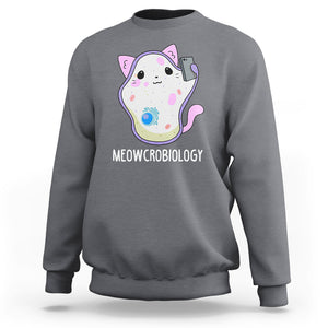 Meowcrobiology Microscopic Cats Science Pet School Biology Sweatshirt TS09 Charcoal Printyourwear