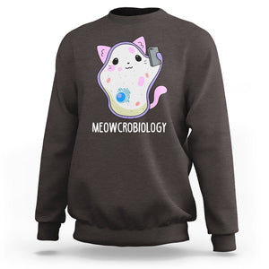 Meowcrobiology Microscopic Cats Science Pet School Biology Sweatshirt TS09 Dark Chocolate Printyourwear