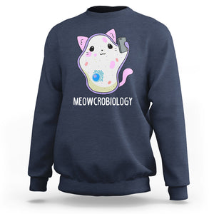 Meowcrobiology Microscopic Cats Science Pet School Biology Sweatshirt TS09 Navy Printyourwear