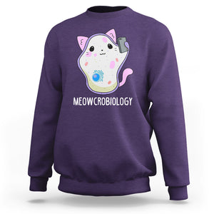 Meowcrobiology Microscopic Cats Science Pet School Biology Sweatshirt TS09 Purple Printyourwear