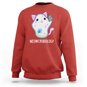 Meowcrobiology Microscopic Cats Science Pet School Biology Sweatshirt TS09 Red Printyourwear