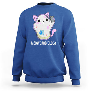 Meowcrobiology Microscopic Cats Science Pet School Biology Sweatshirt TS09 Royal Blue Printyourwear