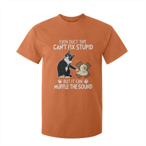 Funny Sarcastic Cat T Shirt For Kid Duct Tape Can't Fix Stupid But Can Muffle The Sound TS09 Orange Print Your Wear