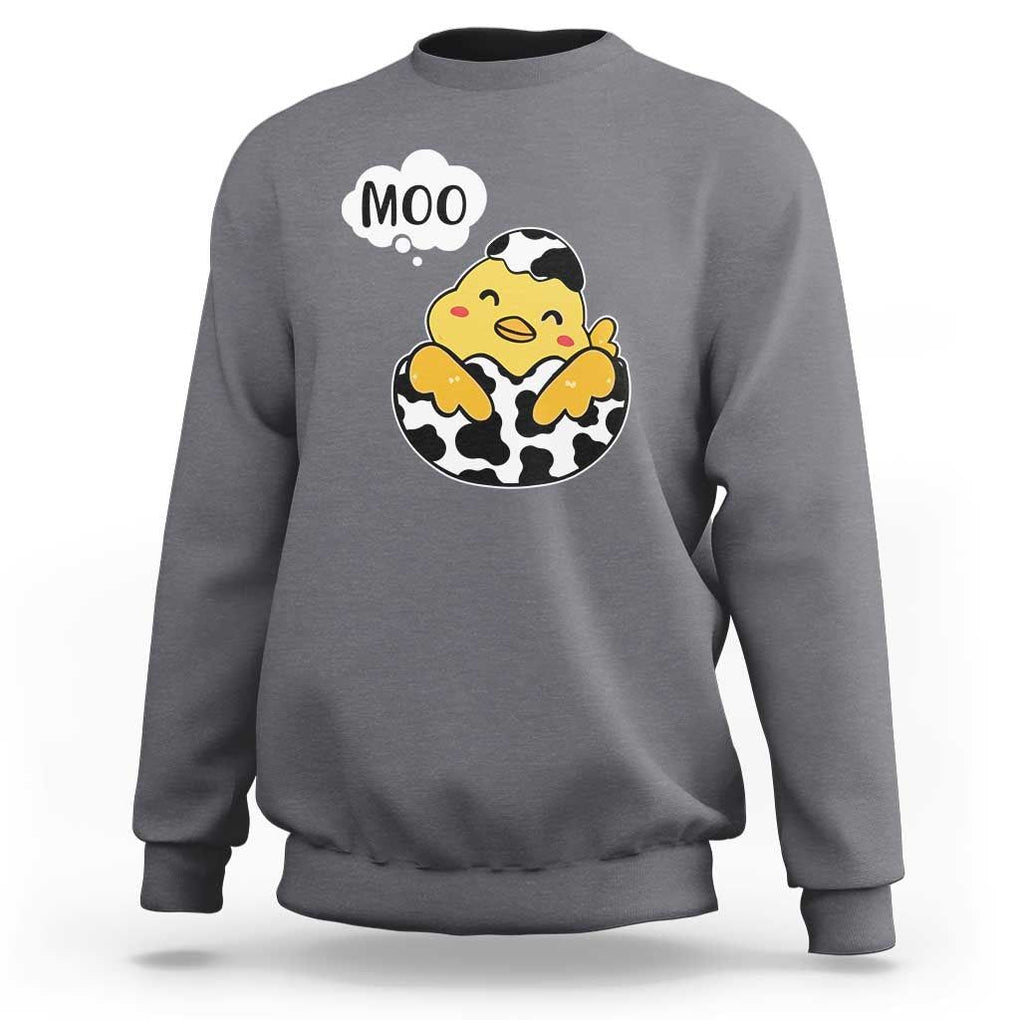 MOO Funny Chicken Fake Cow Sweatshirt TS09 Charcoal Print Your Wear