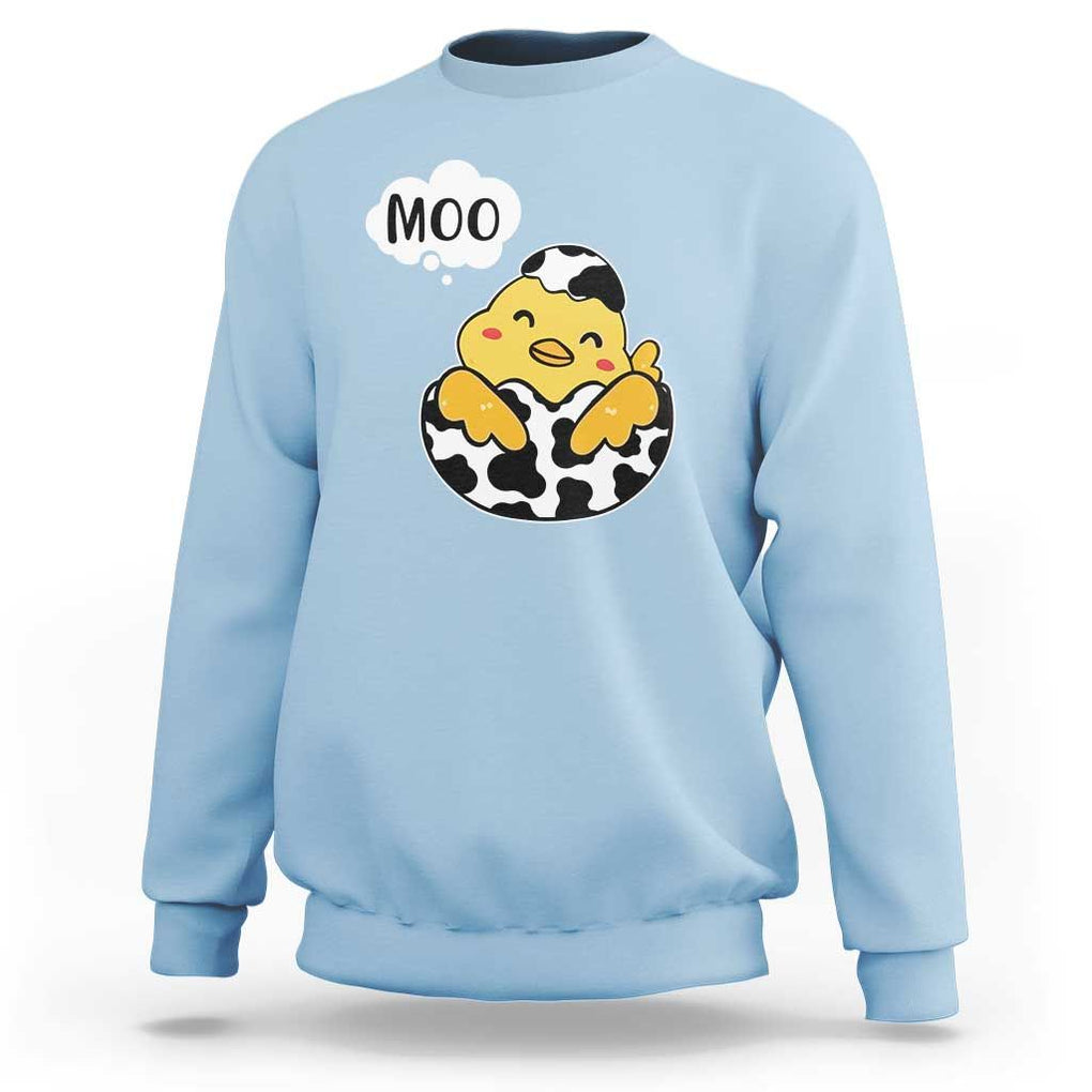 MOO Funny Chicken Fake Cow Sweatshirt TS09 Light Blue Print Your Wear