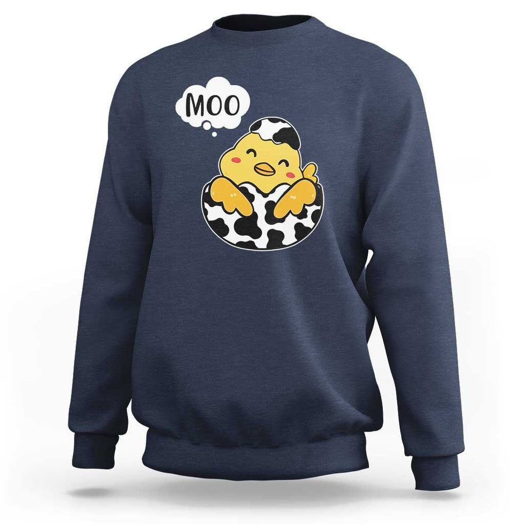 MOO Funny Chicken Fake Cow Sweatshirt TS09 Navy Print Your Wear