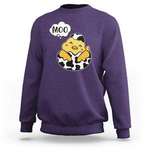 MOO Funny Chicken Fake Cow Sweatshirt TS09 Purple Print Your Wear