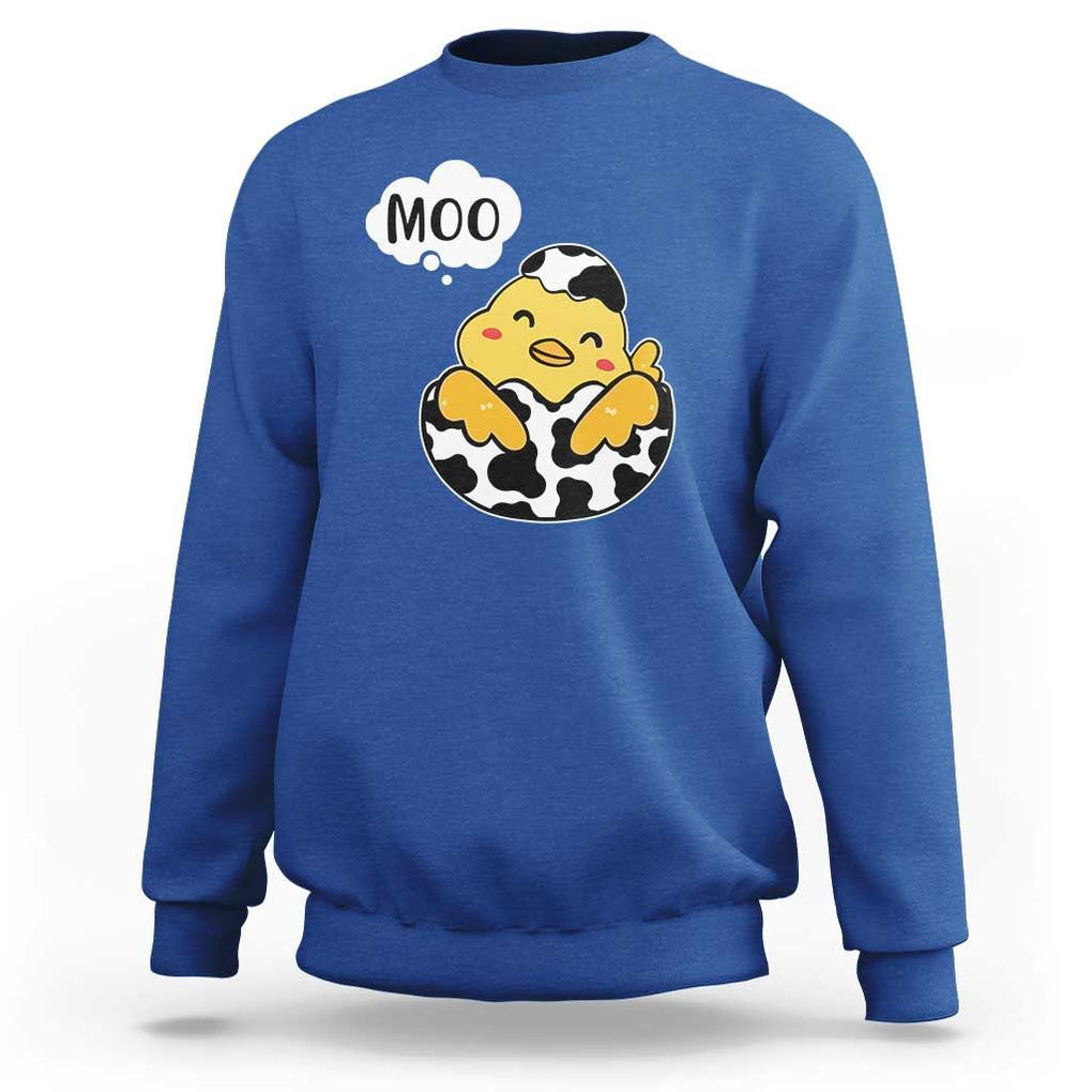 MOO Funny Chicken Fake Cow Sweatshirt TS09 Royal Blue Print Your Wear