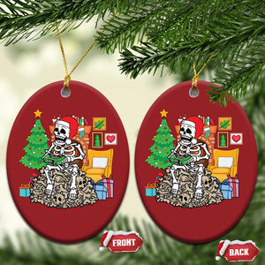 Christmas Gamer Skeleton Gaming Christmas Ornament TS09 Oval Red Print Your Wear