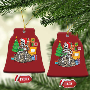 Christmas Gamer Skeleton Gaming Christmas Ornament TS09 Bell Flake Red Print Your Wear