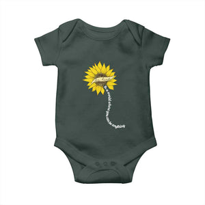 Be Kind Baby Onesie In A World Where You Can Be Anything Sunflower TS09 Dark Forest Green Print Your Wear