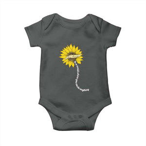 Be Kind Baby Onesie In A World Where You Can Be Anything Sunflower TS09 Dark Heather Print Your Wear