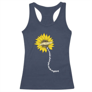 Be Kind Racerback Tank Top In A World Where You Can Be Anything Sunflower TS09 Navy Print Your Wear