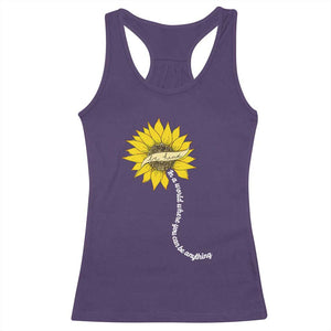 Be Kind Racerback Tank Top In A World Where You Can Be Anything Sunflower TS09 Purple Print Your Wear