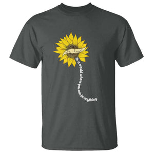 Be Kind T Shirt In A World Where You Can Be Anything Sunflower TS09 Dark Heather Print Your Wear