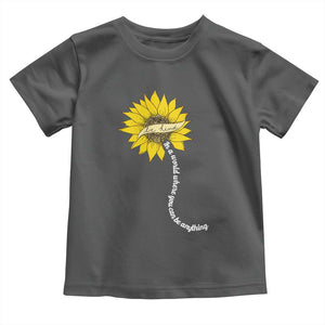 Be Kind Toddler T Shirt In A World Where You Can Be Anything Sunflower TS09 Dark Heather Print Your Wear