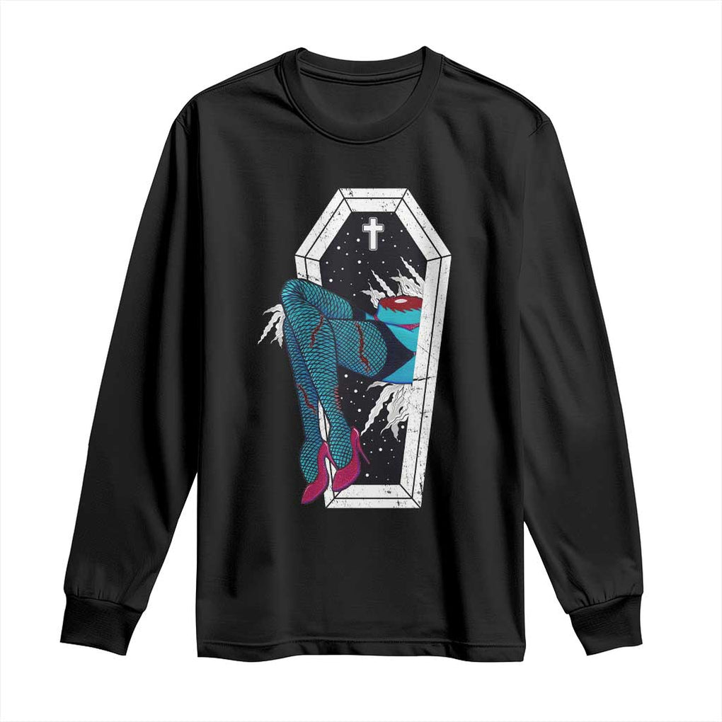 Creepy Halloween Long Sleeve Shirt Sexy Zombie Legs Flash Tattoo Coffin TS09 Black Print Your Wear