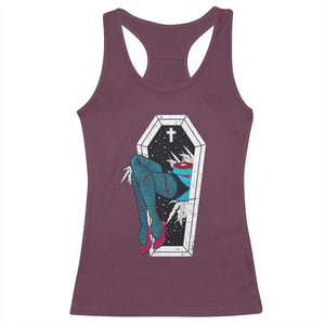 Creepy Halloween Racerback Tank Top Sexy Zombie Legs Flash Tattoo Coffin TS09 Maroon Print Your Wear