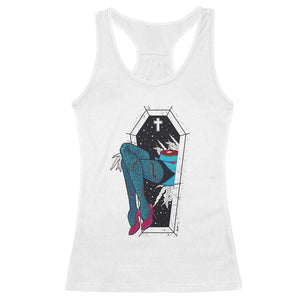 Creepy Halloween Racerback Tank Top Sexy Zombie Legs Flash Tattoo Coffin TS09 White Print Your Wear