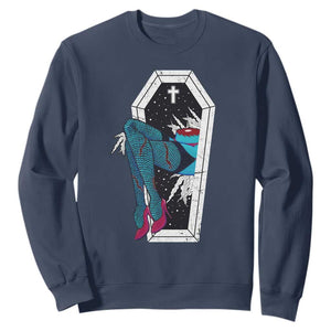 Creepy Halloween Sweatshirt Sexy Zombie Legs Flash Tattoo Coffin TS09 Navy Print Your Wear