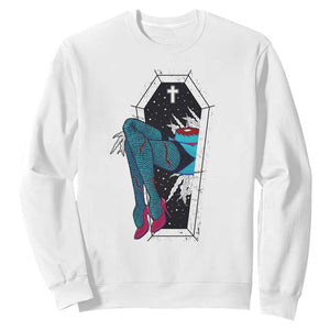 Creepy Halloween Sweatshirt Sexy Zombie Legs Flash Tattoo Coffin TS09 White Print Your Wear