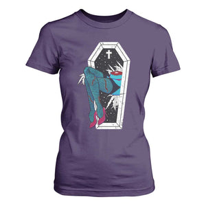 Creepy Halloween T Shirt For Women Sexy Zombie Legs Flash Tattoo Coffin TS09 Purple Print Your Wear