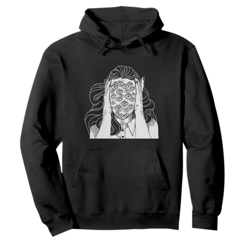 Creepy Aesthetic All Eyes On Me Psycho Girl Hoodie TS09 Black Print Your Wear