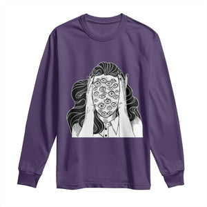 Creepy Aesthetic All Eyes On Me Psycho Girl Long Sleeve Shirt TS09 Purple Print Your Wear