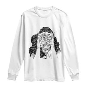 Creepy Aesthetic All Eyes On Me Psycho Girl Long Sleeve Shirt TS09 White Print Your Wear