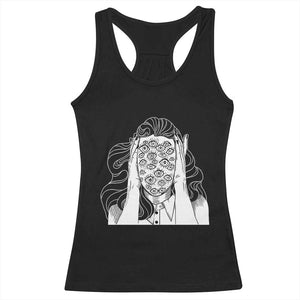 Creepy Aesthetic All Eyes On Me Psycho Girl Racerback Tank Top TS09 Black Print Your Wear