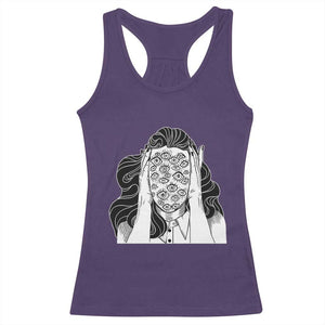 Creepy Aesthetic All Eyes On Me Psycho Girl Racerback Tank Top TS09 Purple Print Your Wear