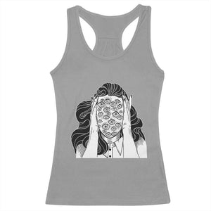 Creepy Aesthetic All Eyes On Me Psycho Girl Racerback Tank Top TS09 Sport Gray Print Your Wear