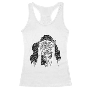 Creepy Aesthetic All Eyes On Me Psycho Girl Racerback Tank Top TS09 White Print Your Wear