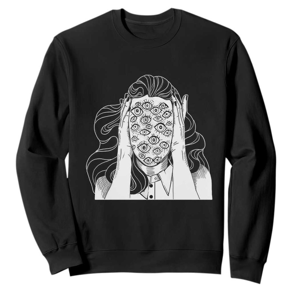 Creepy Aesthetic All Eyes On Me Psycho Girl Sweatshirt TS09 Black Print Your Wear