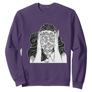 Creepy Aesthetic All Eyes On Me Psycho Girl Sweatshirt TS09 Purple Print Your Wear