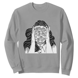 Creepy Aesthetic All Eyes On Me Psycho Girl Sweatshirt TS09 Sport Gray Print Your Wear