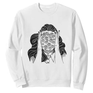 Creepy Aesthetic All Eyes On Me Psycho Girl Sweatshirt TS09 White Print Your Wear