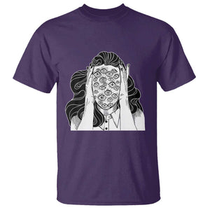 Creepy Aesthetic All Eyes On Me Psycho Girl T Shirt TS09 Purple Print Your Wear