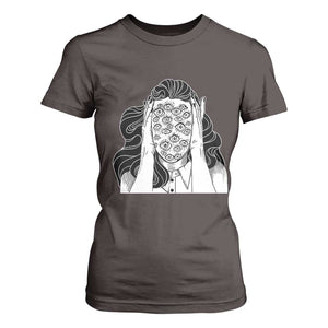 Creepy Aesthetic All Eyes On Me Psycho Girl T Shirt For Women TS09 Dark Chocolate Print Your Wear