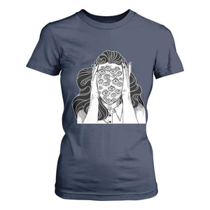 Creepy Aesthetic All Eyes On Me Psycho Girl T Shirt For Women TS09 Navy Print Your Wear